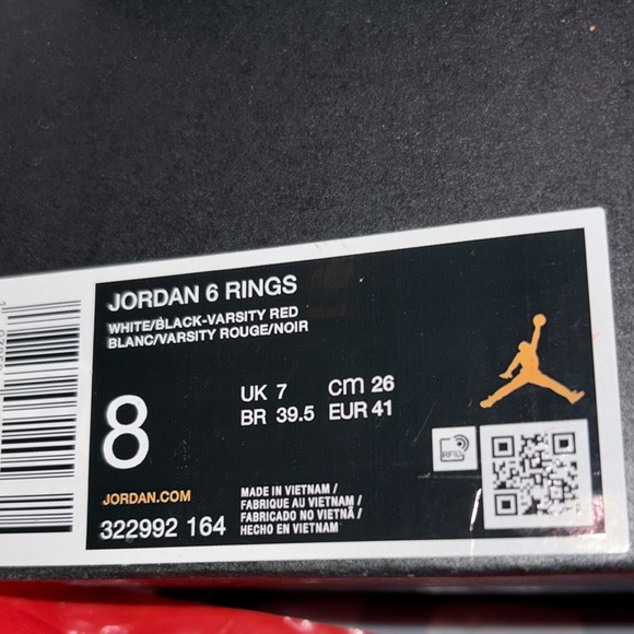 NWT- Jordan 6 Rings White/Black-Varsity Red Sneakers. Never worn!!! - Picture 4 of 16